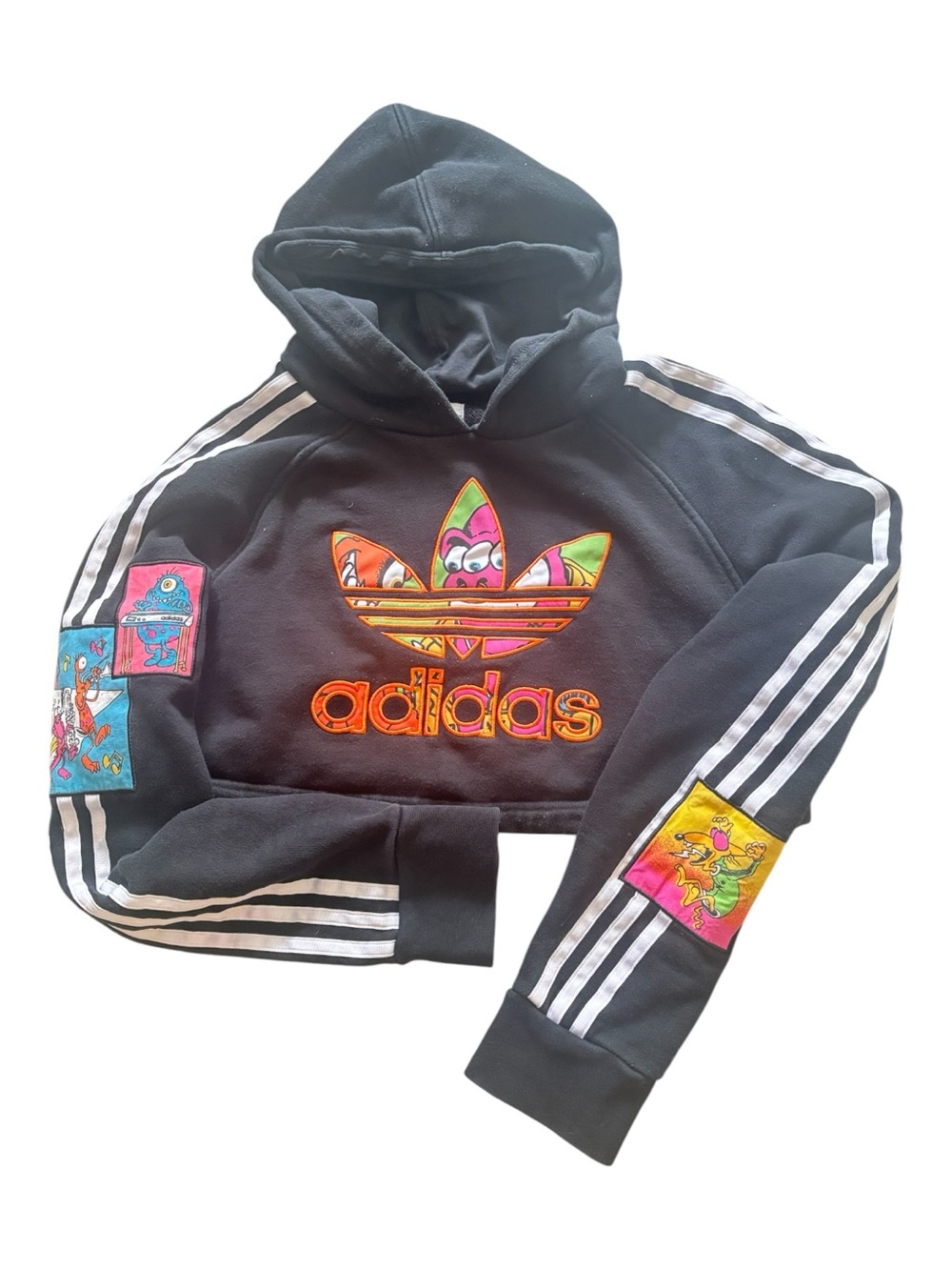 adidas by Jeremy Scott rare Black Cropped Hoodie Size M - great condition